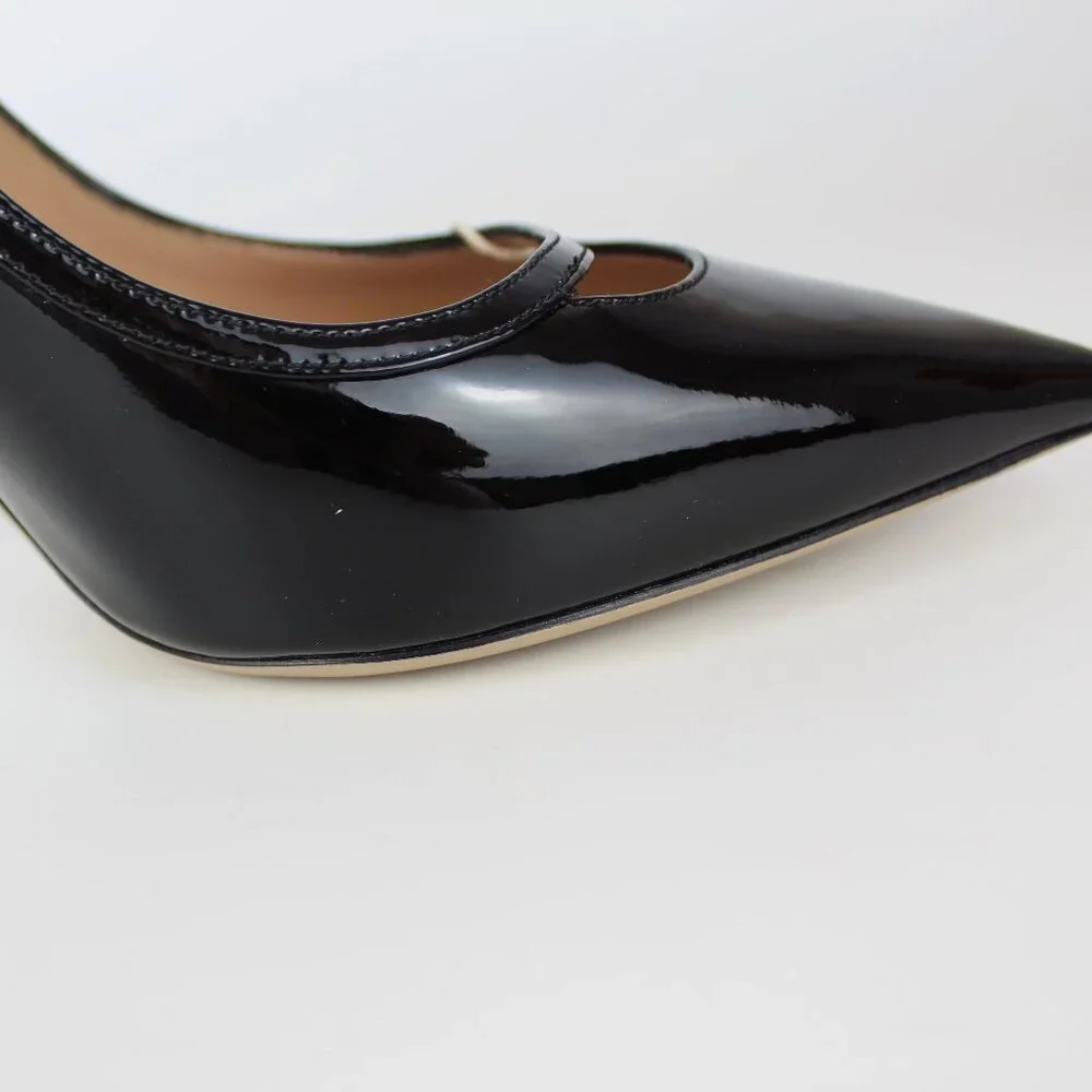 NEW Valentino Garavani Patent Leather Ankle Strap Stiletto Pumps Black EU 41